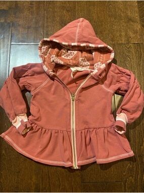 Matilda Jane ruffle full zip long sleeve jacket hoodie size 4T mauve color